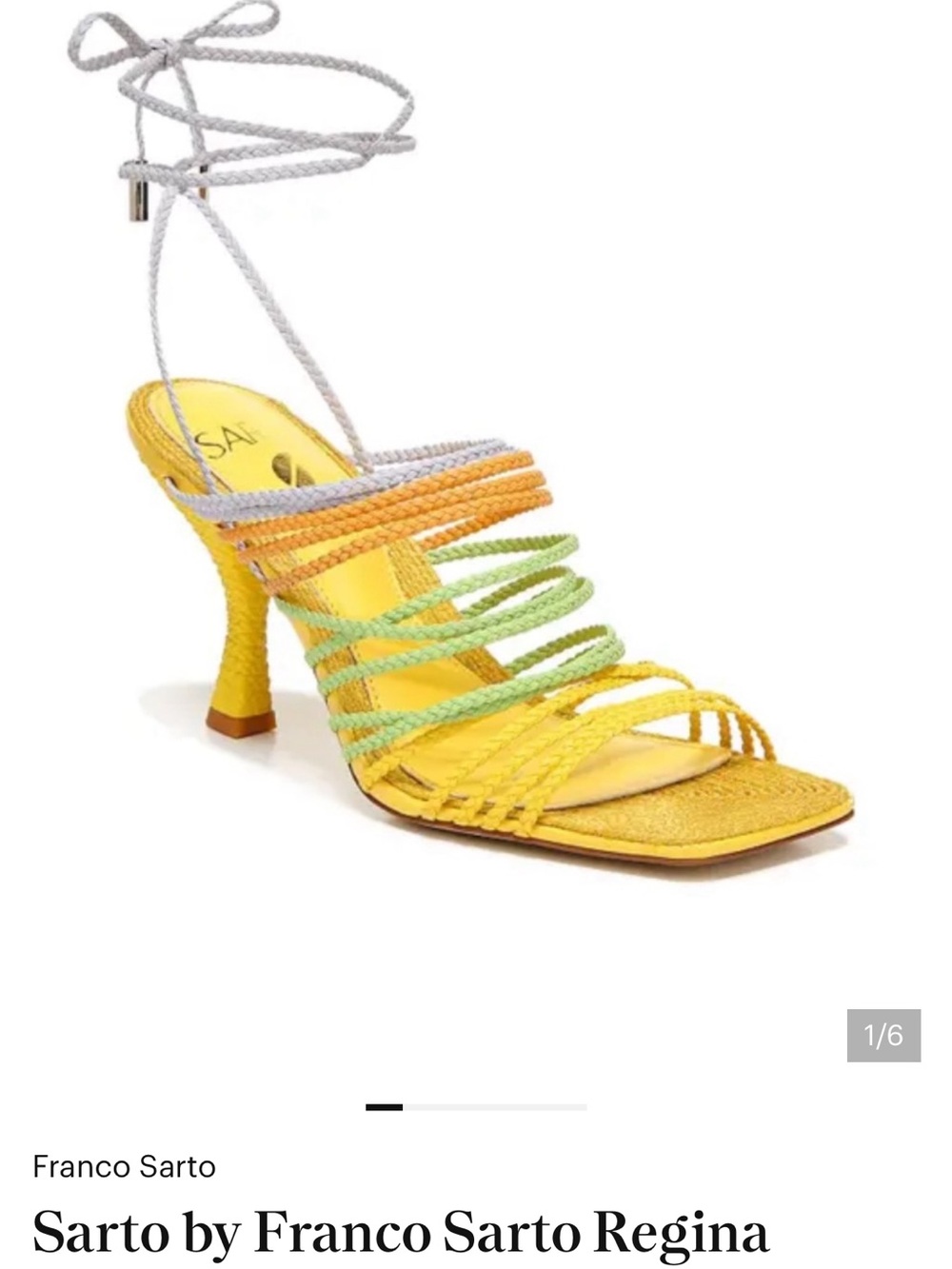 Franco Sarto Yellow Strappy Multi-Color Lace-Up Heel